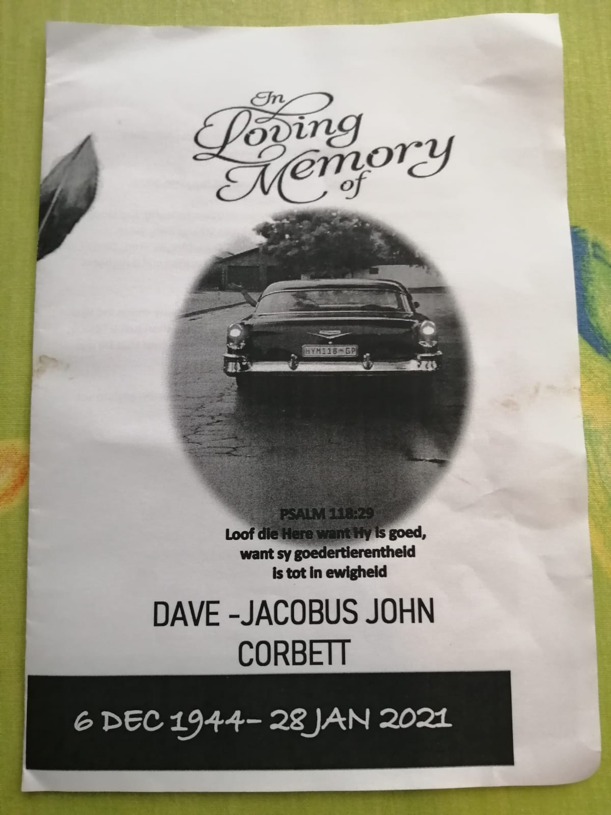 Dave Corbett Memorial - RIP 2021-01-28